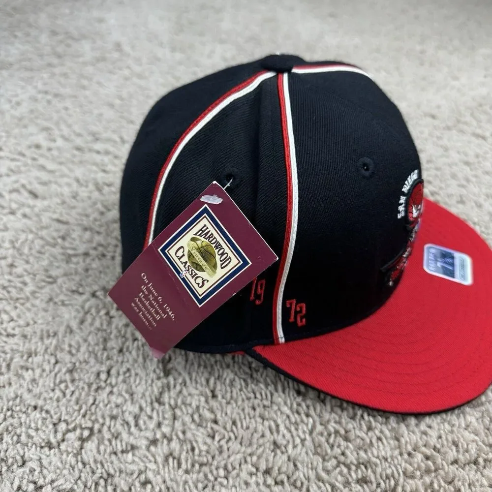 San Diego Conquistadors ABA Hat Reebok HWC Fitted 7 1/8 Black Red Logo Vtg‎ Cap